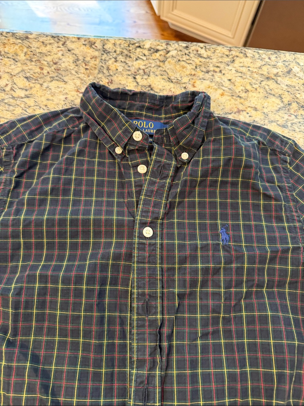 Polo by Ralph Lauren Black Plaid Button-Down Shirt with Blue Pony